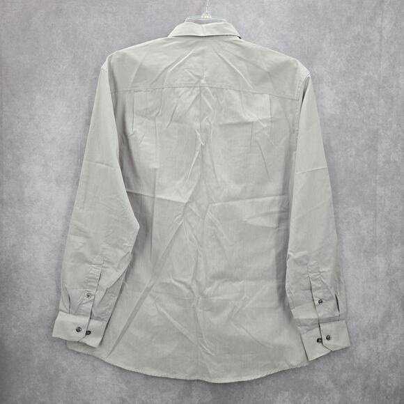 Axist Gray Button Down Western Work Casual Stripe Long Sleeve Dress Shirt XL - Picture 2 of 5